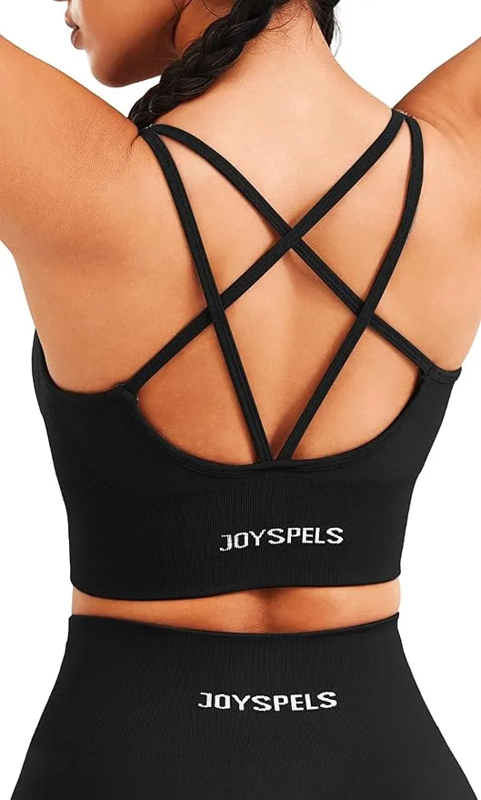 JOYSPELS Women's Seamless Longline Sports Bra - Slim Strap 4-Way